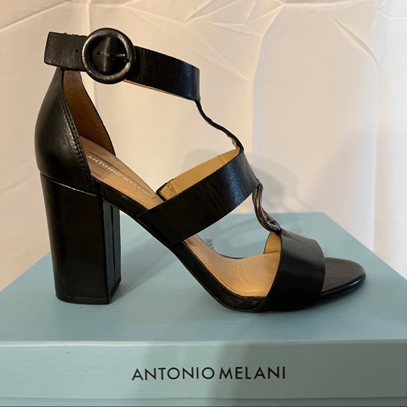 ANTONIO MELANI Shoes - ANTONIO MELANI BLACK BLOCK HEEL SANDALS EXCELLENT CONDITION SIDE BUCKLED